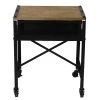 20 in. Tilton Natural and Black Square Wood and Iron Side Table with Mesh Drawer and Wheels by Decor Therapy