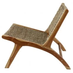 London Woven Natural Sea Grass Side Chair with Teak Wood Frame by Decor Therapy -Decor Therapy Sale natural decor therapy accent chairs fr9578 1f 1000