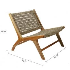 London Woven Natural Sea Grass Side Chair with Teak Wood Frame by Decor Therapy -Decor Therapy Sale natural decor therapy accent chairs fr9578 4f 1000