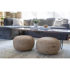 Pouf Natural Woven Ottoman by Decor Therapy -Decor Therapy Sale natural decor therapy ottomans fr7466 1f 1000