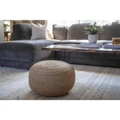 Pouf Natural Woven Ottoman by Decor Therapy -Decor Therapy Sale natural decor therapy ottomans fr7466 44 1000