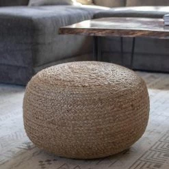 Pouf Natural Woven Ottoman by Decor Therapy -Decor Therapy Sale natural decor therapy ottomans fr7466 fa 1000