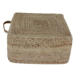 Sanibel Natural Square Woven Pouf by Decor Therapy