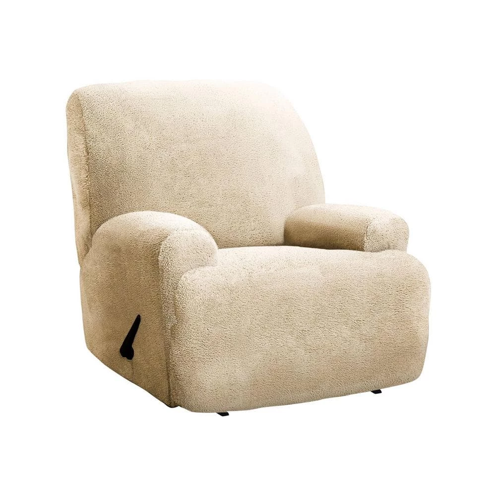 Stretch Sherpa Natural Jumbo Recliner Slipcover by Stretch Sensations 2 Stretch Sherpa Natural Jumbo Recliner Slipcover by Stretch Sensations - Image 2
