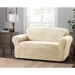 Stretch Sherpa Natural Loveseat Slipcover by Stretch Sensations