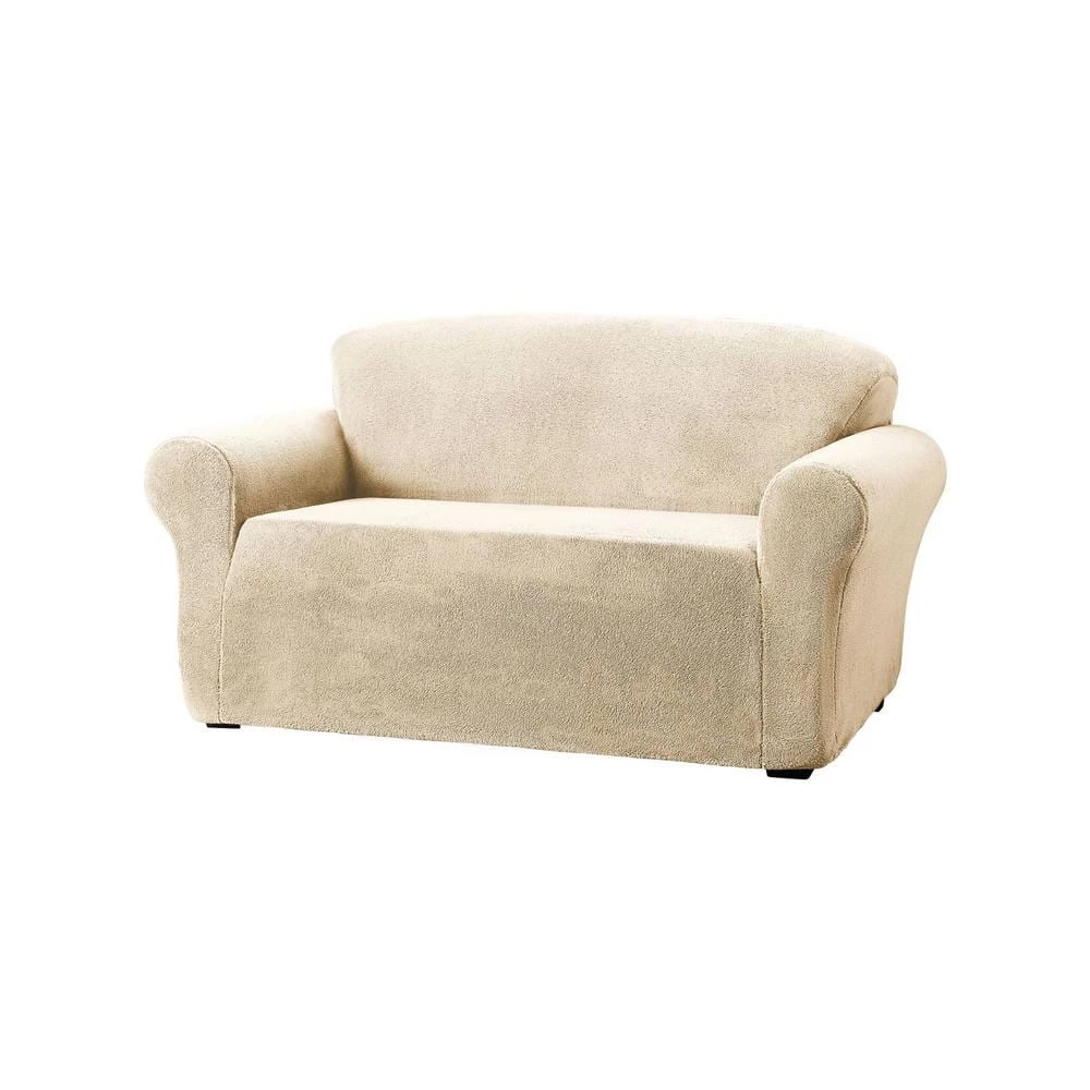 Stretch Sherpa Natural Loveseat Slipcover by Stretch Sensations 2 Stretch Sherpa Natural Loveseat Slipcover by Stretch Sensations - Image 2