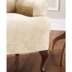 Stretch Sherpa Natural Wing Chair Slipcover by Stretch Sensations -Decor Therapy Sale natural stretch sensations slipcovers 9913wngnatural 4f 1000