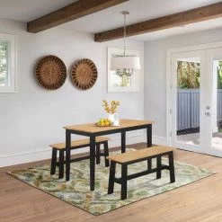 Manhattan Black Table with 2 Benches by 4D Concepts 11 Manhattan Black Table with 2 Benches by 4D Concepts -Decor Therapy Sale natural white 4d concepts dining room sets 10155 31 1000