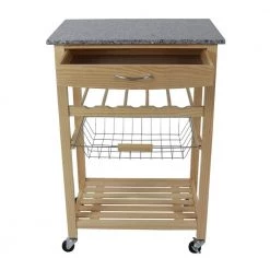 Vernon Natural Kitchen Cart with 1-Drawer and Marble Top by Decor Therapy -Decor Therapy Sale natural wood decor therapy kitchen carts fr11070 1d 1000