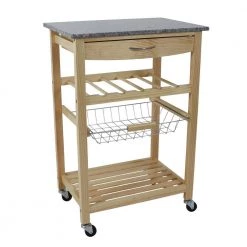 Vernon Natural Kitchen Cart with 1-Drawer and Marble Top by Decor Therapy -Decor Therapy Sale natural wood decor therapy kitchen carts fr11070 40 1000