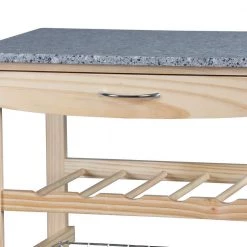 Vernon Natural Kitchen Cart with 1-Drawer and Marble Top by Decor Therapy -Decor Therapy Sale natural wood decor therapy kitchen carts fr11070 44 1000