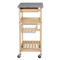 Vernon Natural Kitchen Cart with 1-Drawer and Marble Top by Decor Therapy -Decor Therapy Sale natural wood decor therapy kitchen carts fr11070 4f 1000