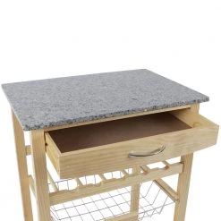 Vernon Natural Kitchen Cart with 1-Drawer and Marble Top by Decor Therapy -Decor Therapy Sale natural wood decor therapy kitchen carts fr11070 66 1000