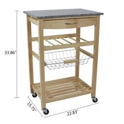 Vernon Natural Kitchen Cart with 1-Drawer and Marble Top by Decor Therapy -Decor Therapy Sale natural wood decor therapy kitchen carts fr11070 c3 1000