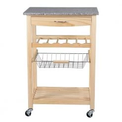 Vernon Natural Kitchen Cart with 1-Drawer and Marble Top by Decor Therapy -Decor Therapy Sale natural wood decor therapy kitchen carts fr11070 fa 1000