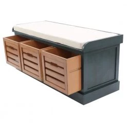 Melody 18 in. H x 41 in. W x 15.75 in. D Antique Navy and Honey Nut 3-Drawer Bench by Decor Therapy -Decor Therapy Sale navy and honeynut decor therapy dining benches fr8858 4f 1000