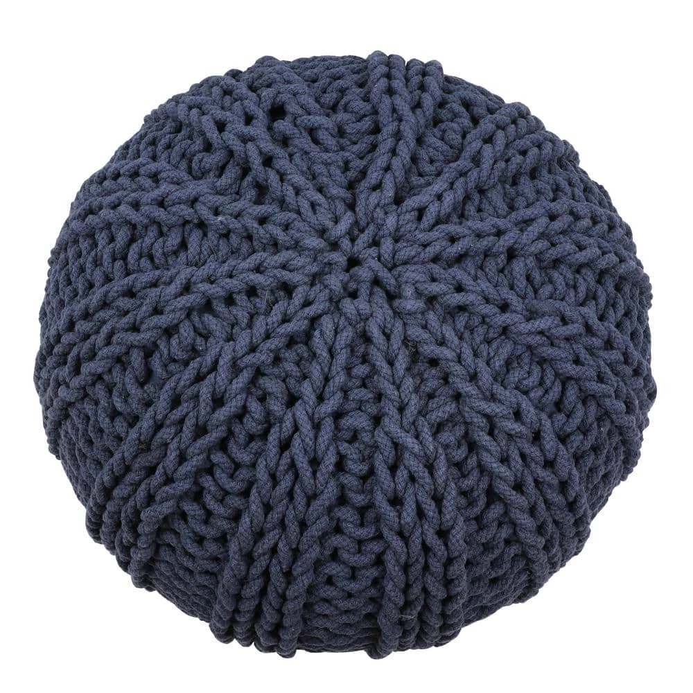 Garcia Navy Blue Knit Pouf by Decor Therapy 4 Garcia Navy Blue Knit Pouf by Decor Therapy - Image 4