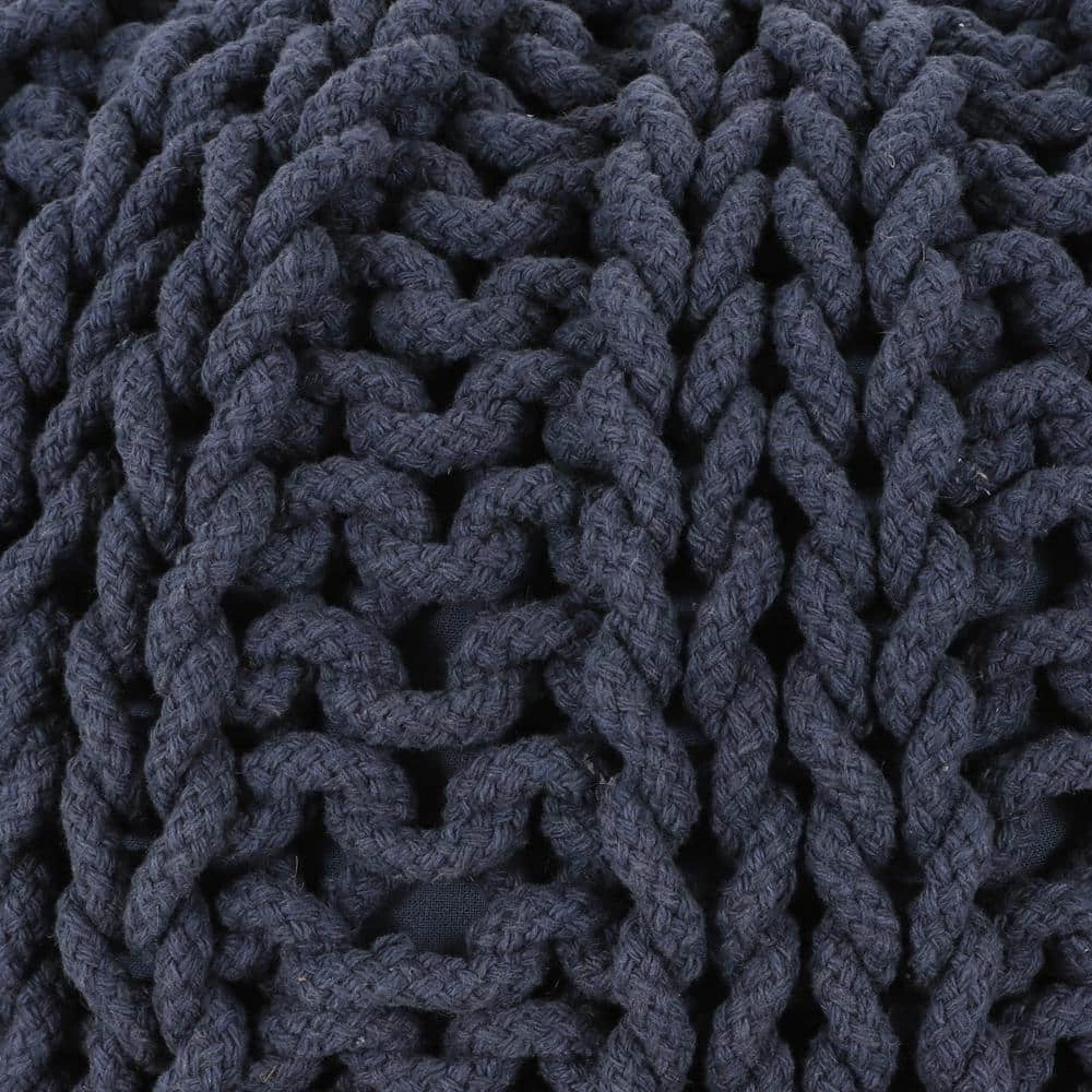 Garcia Navy Blue Knit Pouf by Decor Therapy 5 Garcia Navy Blue Knit Pouf by Decor Therapy - Image 5