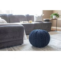 Garcia Navy Blue Knit Pouf by Decor Therapy