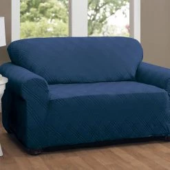 Decor Therapy Sale 32 Stretch Double Diamond Navy Loveseat Slipcover Navy by Stretch Sensations
