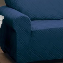 Stretch Double Diamond Navy Sofa Slipcover by Stretch Sensations -Decor Therapy Sale navy stretch sensations slipcovers 9228sofanavy 4f 1000