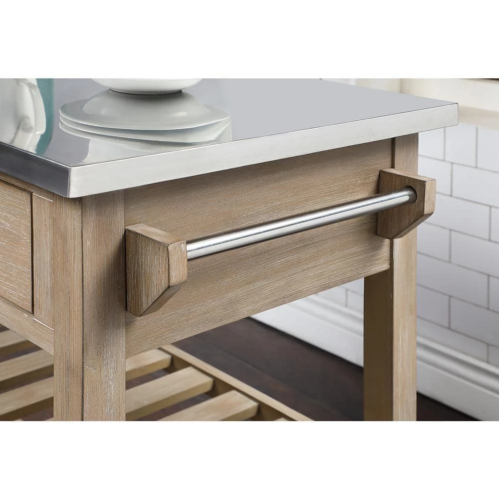 Alex Neutral Gray Kitchen Cart with Wine Rack by 4D Concepts 4 Alex Neutral Gray Kitchen Cart with Wine Rack by 4D Concepts - Image 4