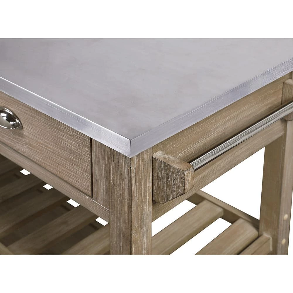 Alex Neutral Gray Kitchen Cart with Wine Rack by 4D Concepts 2 Alex Neutral Gray Kitchen Cart with Wine Rack by 4D Concepts - Image 2