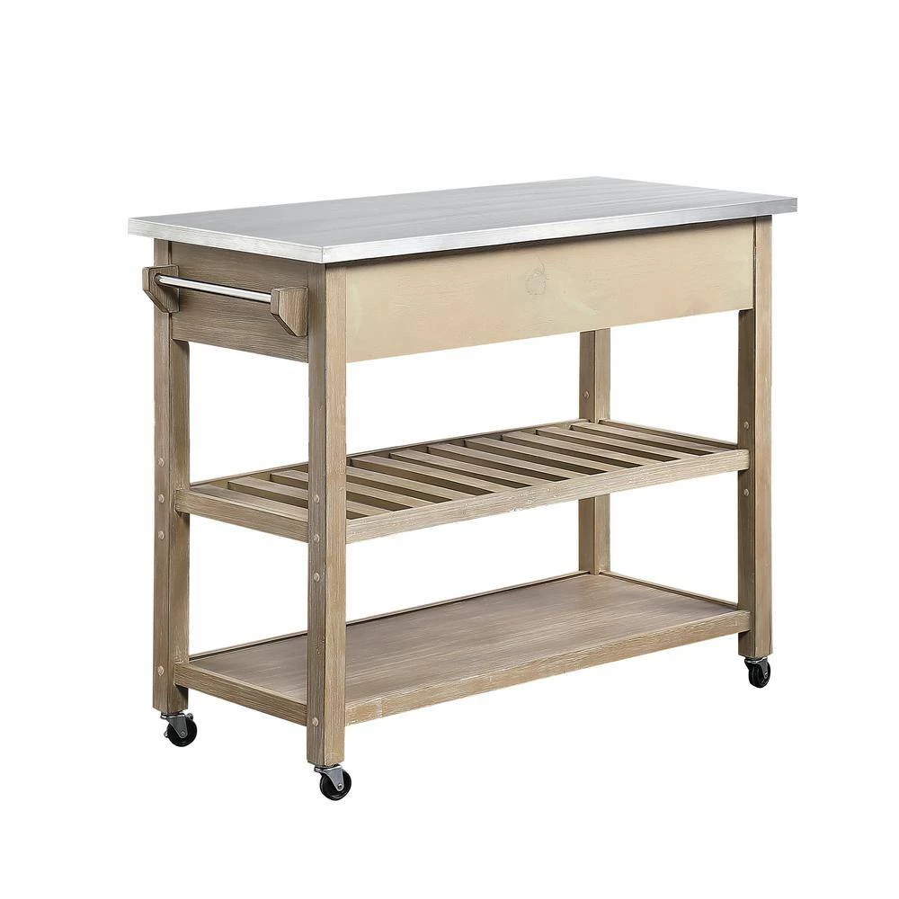 Alex Neutral Gray Kitchen Cart with Wine Rack by 4D Concepts 7 Alex Neutral Gray Kitchen Cart with Wine Rack by 4D Concepts - Image 7