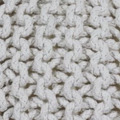 Lola Lurex Off-White Round Pouffe by Decor Therapy -Decor Therapy Sale off white decor therapy ottomans fr8612 1f 1000