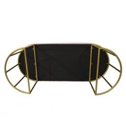 Vera Pink Bench with Upholstered Velvet Cushioned Seat 18 in. H x 47 in. W x 20 in. D by Decor Therapy -Decor Therapy Sale pink gold decor therapy dining benches fr11293 1d 1000