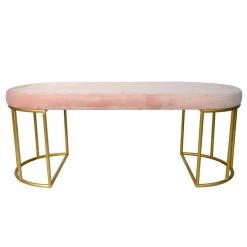 Vera Pink Bench with Upholstered Velvet Cushioned Seat 18 in. H x 47 in. W x 20 in. D by Decor Therapy