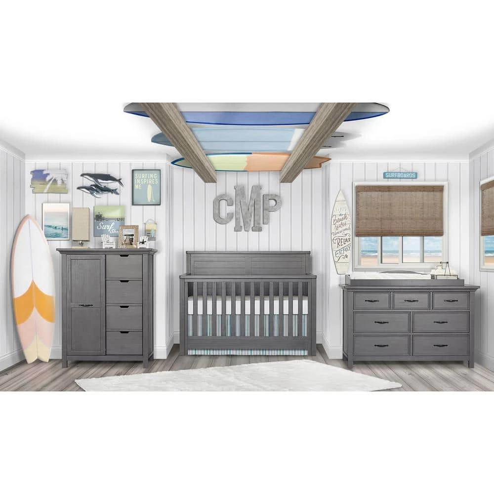 Belmar Rustic Grey Flat 5-in-1 Convertible Crib by Evolur 2 Belmar Rustic Grey Flat 5-in-1 Convertible Crib by Evolur - Image 2
