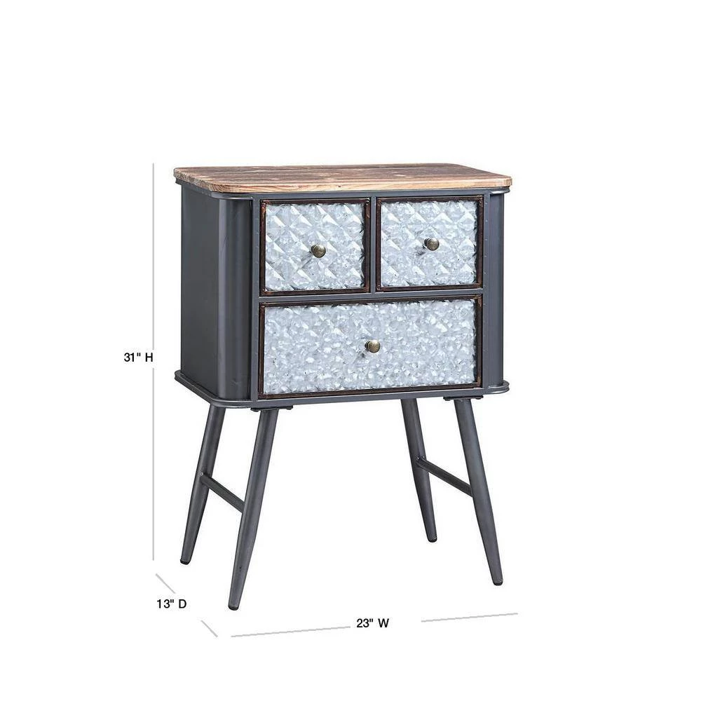Forester Wood and Metal 3-Drawer Side Table by 4D Concepts 3 Forester Wood and Metal 3-Drawer Side Table by 4D Concepts - Image 3