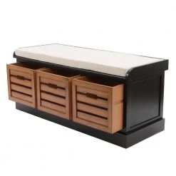 Melody Satin Black and Honey Nut 3-Drawer Bench with Cushion by Decor Therapy 10 Melody Satin Black and Honey Nut 3-Drawer Bench with Cushion by Decor Therapy -Decor Therapy Sale satin black decor therapy dining benches fr8857 4f 1000
