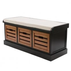 Melody Satin Black and Honey Nut 3-Drawer Bench with Cushion by Decor Therapy 9 Melody Satin Black and Honey Nut 3-Drawer Bench with Cushion by Decor Therapy -Decor Therapy Sale satin black decor therapy dining benches fr8857 c3 1000