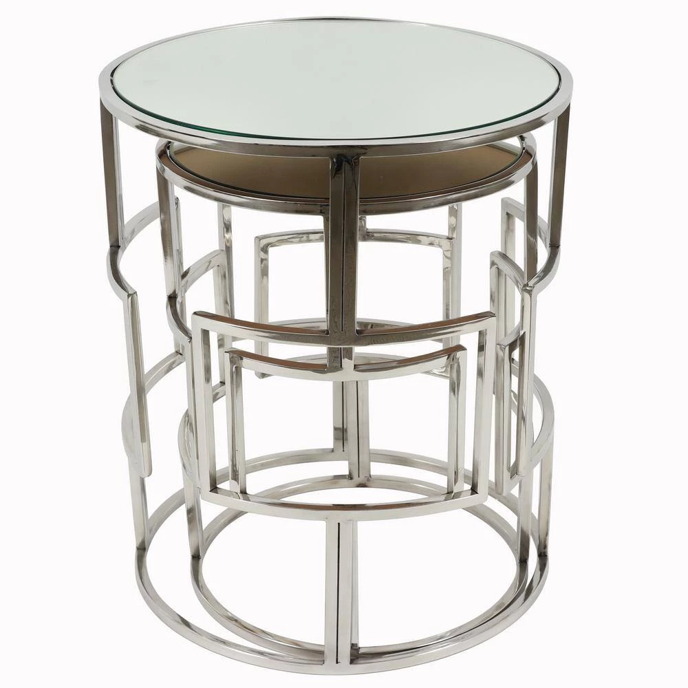 Adrian Silver Mirrored Nesting Tables by Decor Therapy 3 Adrian Silver Mirrored Nesting Tables by Decor Therapy - Image 3