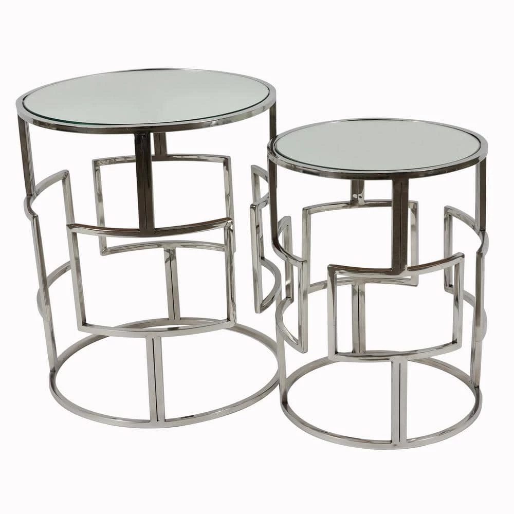 Adrian Silver Mirrored Nesting Tables by Decor Therapy 1 Adrian Silver Mirrored Nesting Tables by Decor Therapy