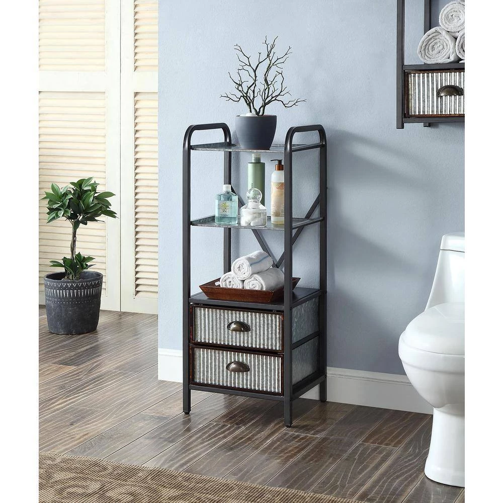 Intek 15 in. W x 13 in. D x 39 in. H Silver 2-Drawer Floor Cabinet by 4D Concepts 6 Intek 15 in. W x 13 in. D x 39 in. H Silver 2-Drawer Floor Cabinet by 4D Concepts - Image 6