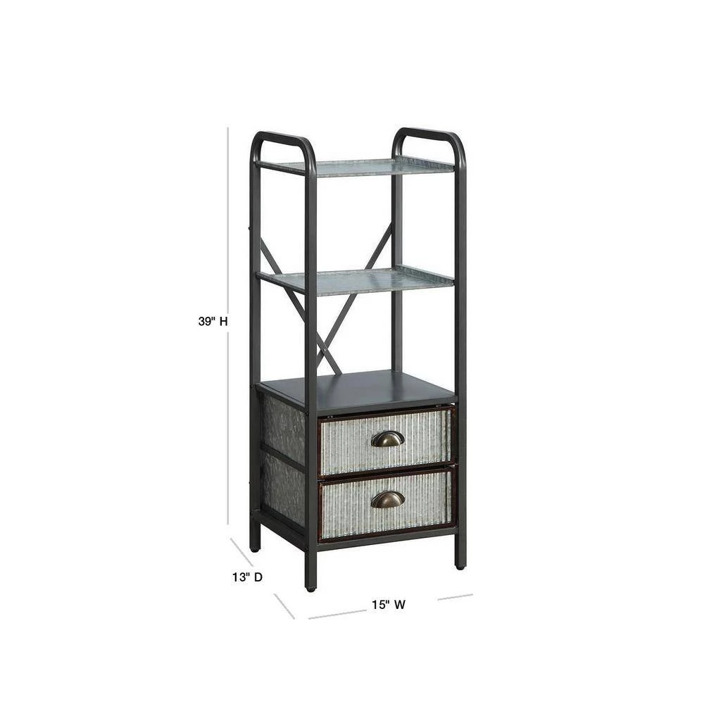 Intek 15 in. W x 13 in. D x 39 in. H Silver 2-Drawer Floor Cabinet by 4D Concepts 2 Intek 15 in. W x 13 in. D x 39 in. H Silver 2-Drawer Floor Cabinet by 4D Concepts - Image 2