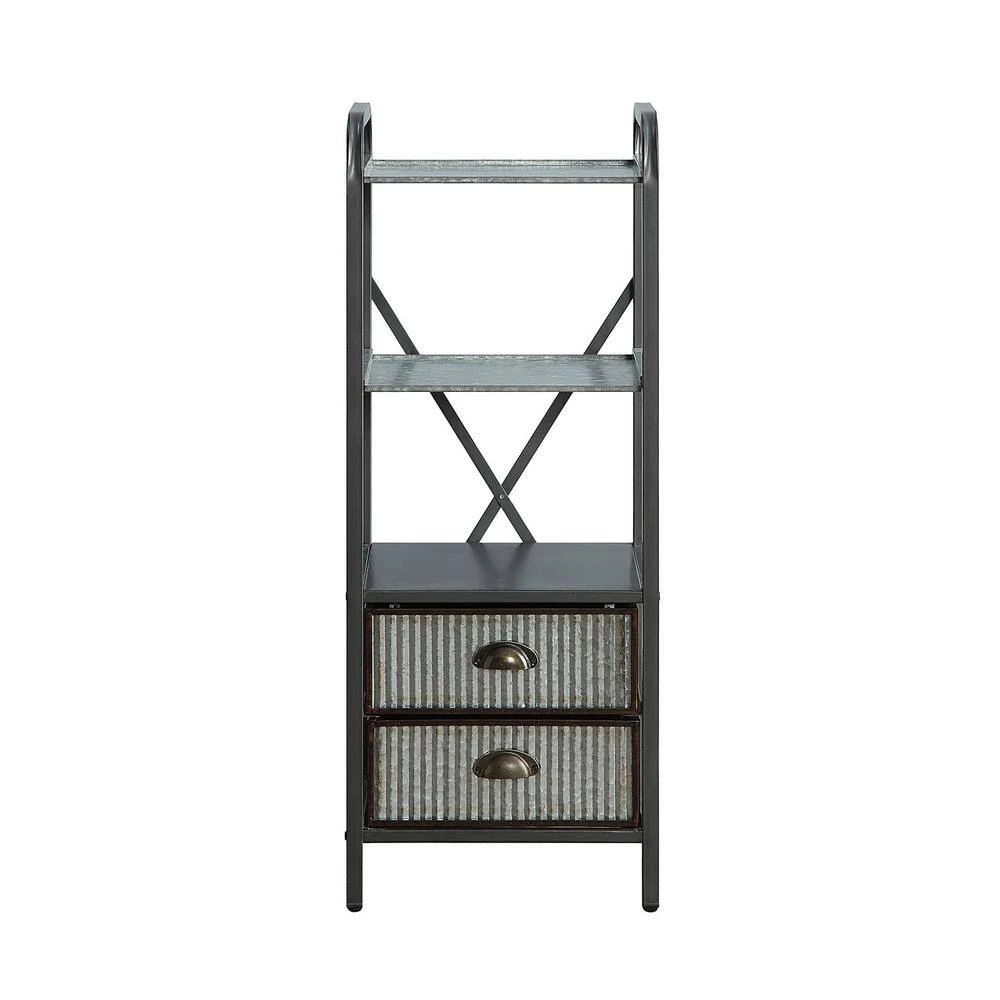 Intek 15 in. W x 13 in. D x 39 in. H Silver 2-Drawer Floor Cabinet by 4D Concepts 3 Intek 15 in. W x 13 in. D x 39 in. H Silver 2-Drawer Floor Cabinet by 4D Concepts - Image 3