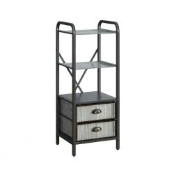 Intek 15 in. W x 13 in. D x 39 in. H Silver 2-Drawer Floor Cabinet by 4D Concepts