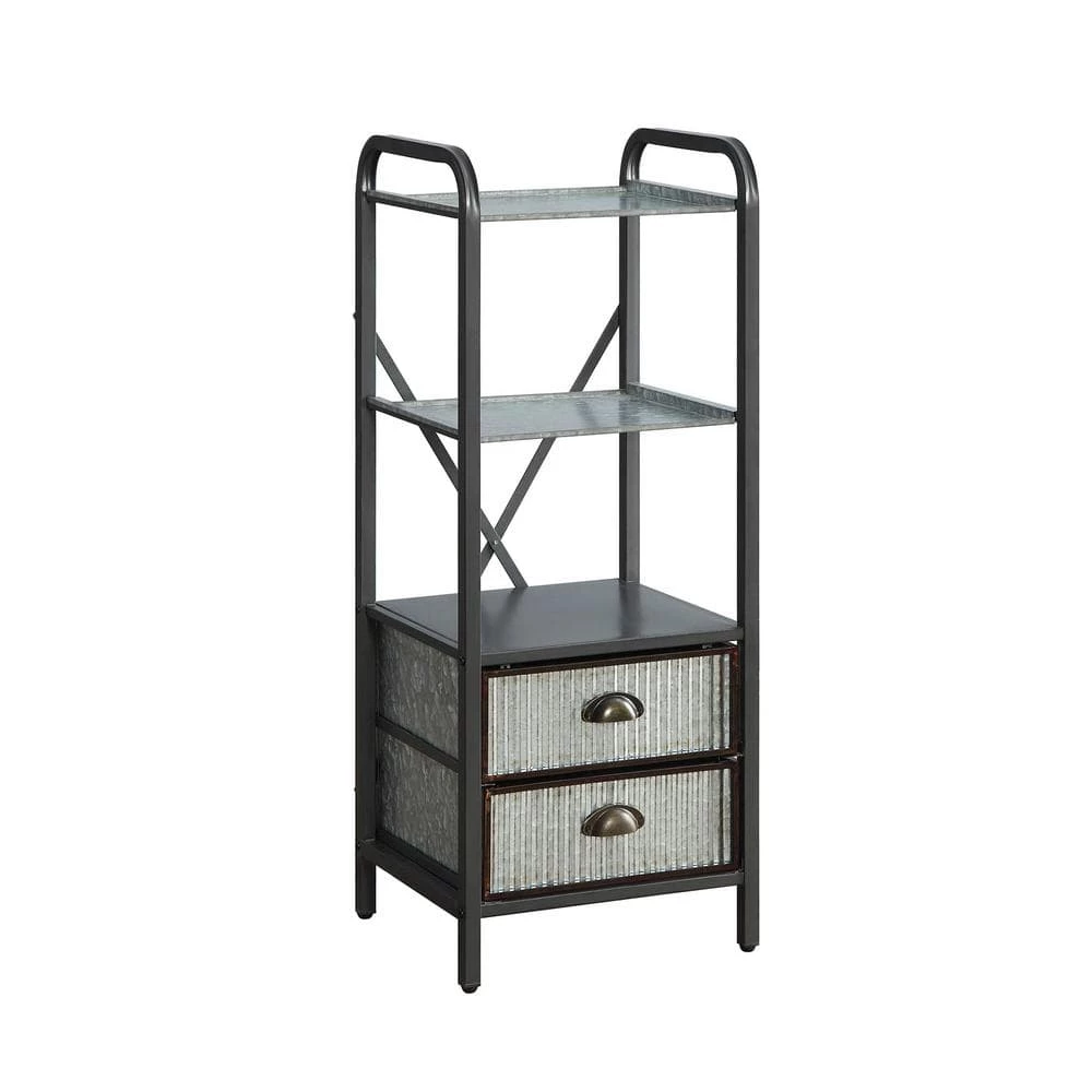 Intek 15 in. W x 13 in. D x 39 in. H Silver 2-Drawer Floor Cabinet by 4D Concepts 1 Intek 15 in. W x 13 in. D x 39 in. H Silver 2-Drawer Floor Cabinet by 4D Concepts