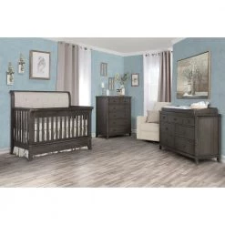 Amsterdam 5-IN-1 Smokey Brushed Grey Convertible Crib by Evolur -Decor Therapy Sale smokey brushed grey evolur cribs 911 sbg 31 1000