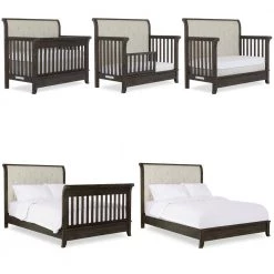 Amsterdam 5-IN-1 Smokey Brushed Grey Convertible Crib by Evolur -Decor Therapy Sale smokey brushed grey evolur cribs 911 sbg c3 1000