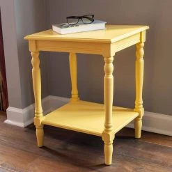 Simplify Soft Yellow End Table by Decor Therapy -Decor Therapy Sale soft yellow decor therapy end side tables fr11046 31 1000