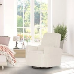 Holland Thunder Upholstered Swivel Glider, Rocker, Included Lumbar Pillow, Modern Design by Evolur -Decor Therapy Sale thunder evolur rockers gliders ottomans 613 thunder 31 1000