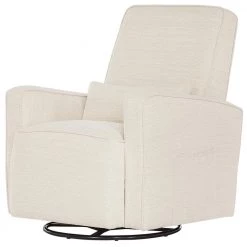 Holland Thunder Upholstered Swivel Glider, Rocker, Included Lumbar Pillow, Modern Design by Evolur