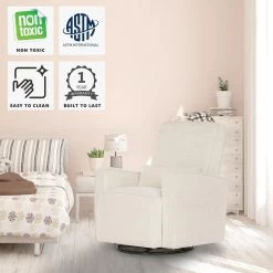 Holland Thunder Upholstered Swivel Glider, Rocker, Included Lumbar Pillow, Modern Design by Evolur -Decor Therapy Sale thunder evolur rockers gliders ottomans 613 thunder d4 1000