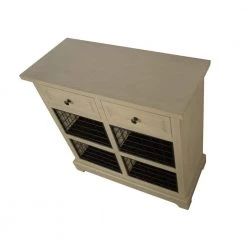 Edwin Vanilla Bean and Black Accent Storage Cabinet with 2-Drawers and 4-Wire Baskets by Decor Therapy -Decor Therapy Sale vanilla bean decor therapy accent cabinets fr11437 c3 1000