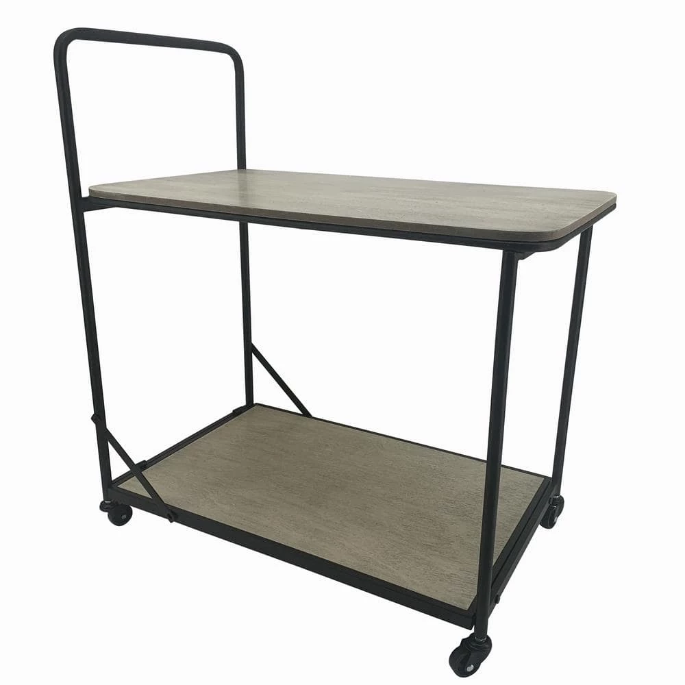 Dominic Vanilla Bean Bar Cart with Shelves and Wheels by Decor Therapy 2 Dominic Vanilla Bean Bar Cart with Shelves and Wheels by Decor Therapy - Image 2